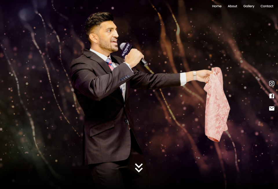 MC Zee website hero featuring event imagery and booking-focused messaging