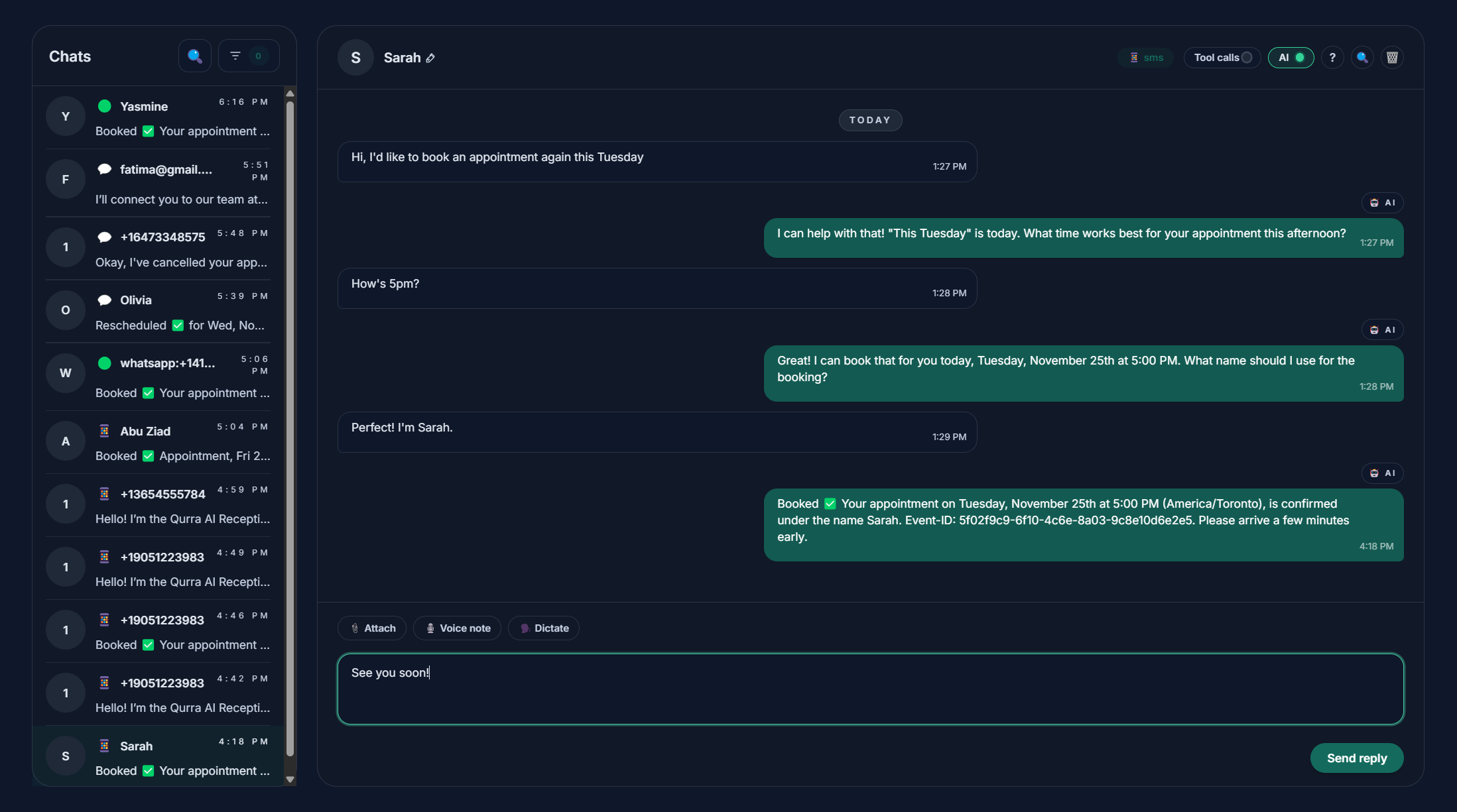 Omnichat inbox with multi-channel conversations.